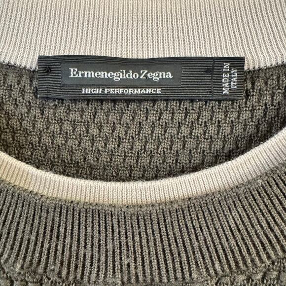 Ermenegildo Zegna High Performance Textured Knit Wool Sweater Italy Green Sz 52 - Picture 7 of 7